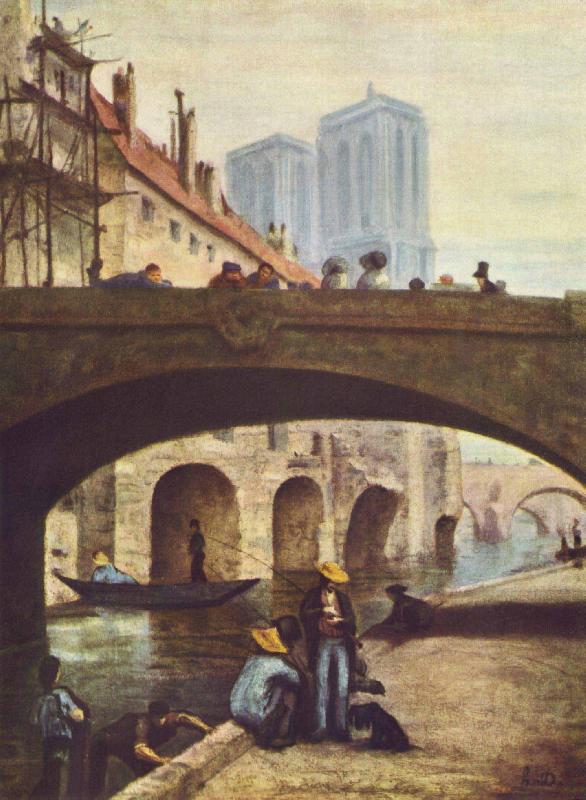 Honore Daumier Der Kunstler vor Notre Dame oil painting image